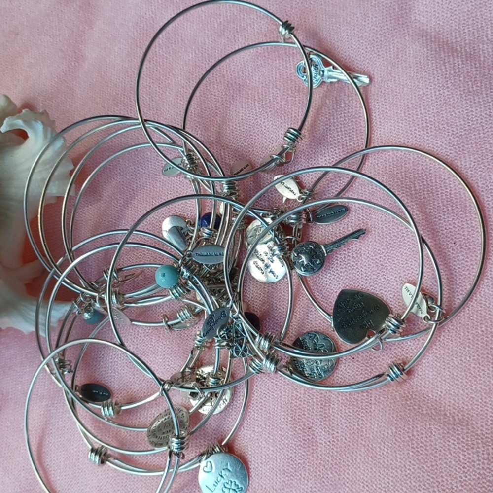 Expandable Sterling Silver Bangles With Charms. - image 1